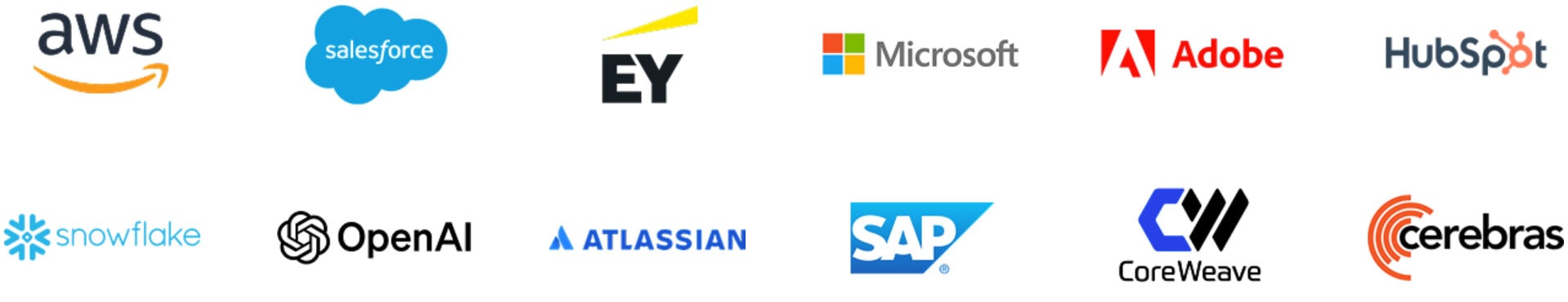 Attendee logos including AWS, SalesForce, Microsoft, Adobe and others.